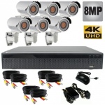 8mp Security Camera System with 6 x 80m Night Vision Cameras
